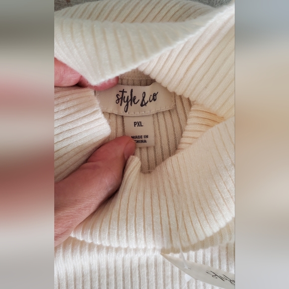 STYLE & CO PETITE CREAM RIBBED TURTLENECK SWEATER PXL - Picture 6 of 8